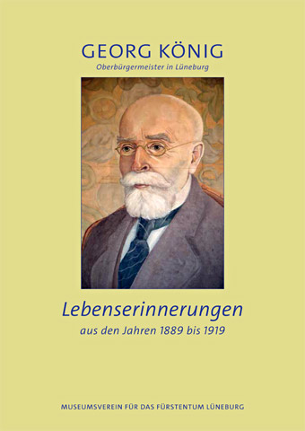 Buchcover: gemaltes Porträt Georg König auf hellgrünem Grund, groß