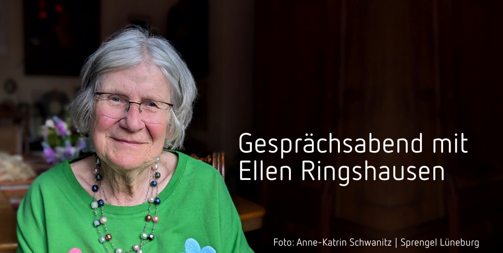 Titel: Gesprächsabend mit Ellen Ringshausen; Bild: Porträt von Ellen Ringshausen. Foto: Anne-Katrin Schwanitz, Sprengel Lüneburg.