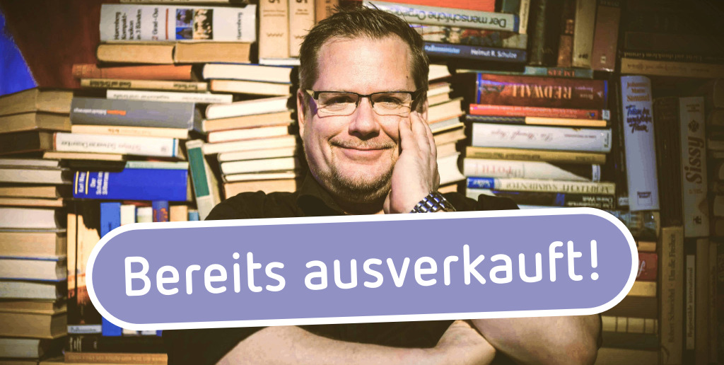 Porträt von Imre Grimm mit Schrift darüber: bereits ausverkauft!