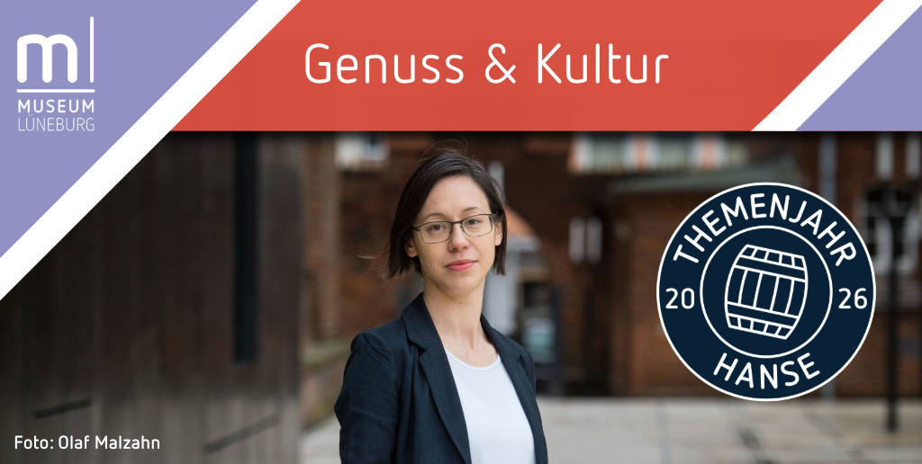 Porträtfoto von Dr. Angela Huang / Werbebanner für Genuss & Kultur zum Themenjahr Hanse 2026, Fotograf: Olaf Malzahn
